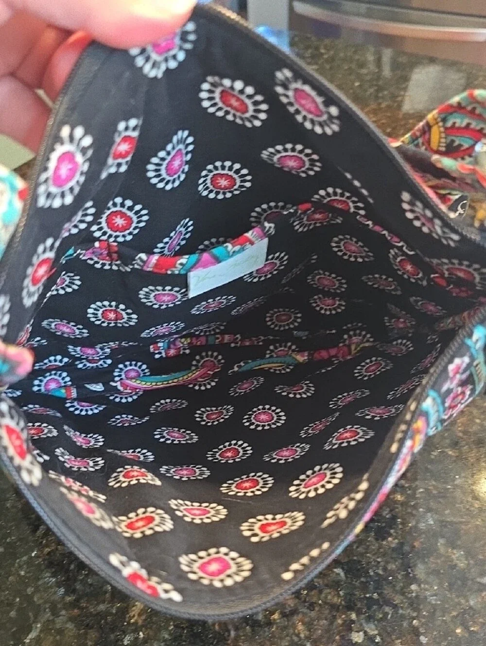 Vera Bradley Black Quilted Crossbody with Multicolor Paisley